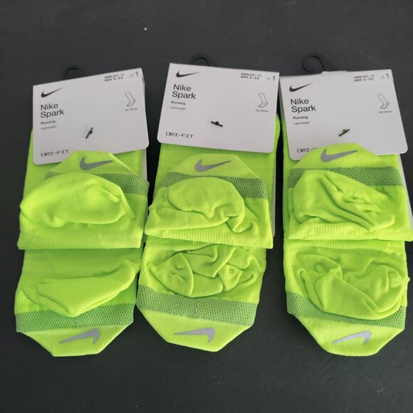 Nike Accessories - NWT (3) Pair Nike Spark No Show Womens 9.5-11 Yellow DRI-FIT Running Socks